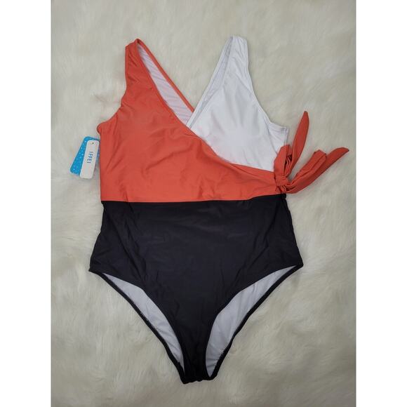 IFFEI Womens Color block One Piece Tummy Control Swimsuit with Cover Up XL - Picture 3 of 8